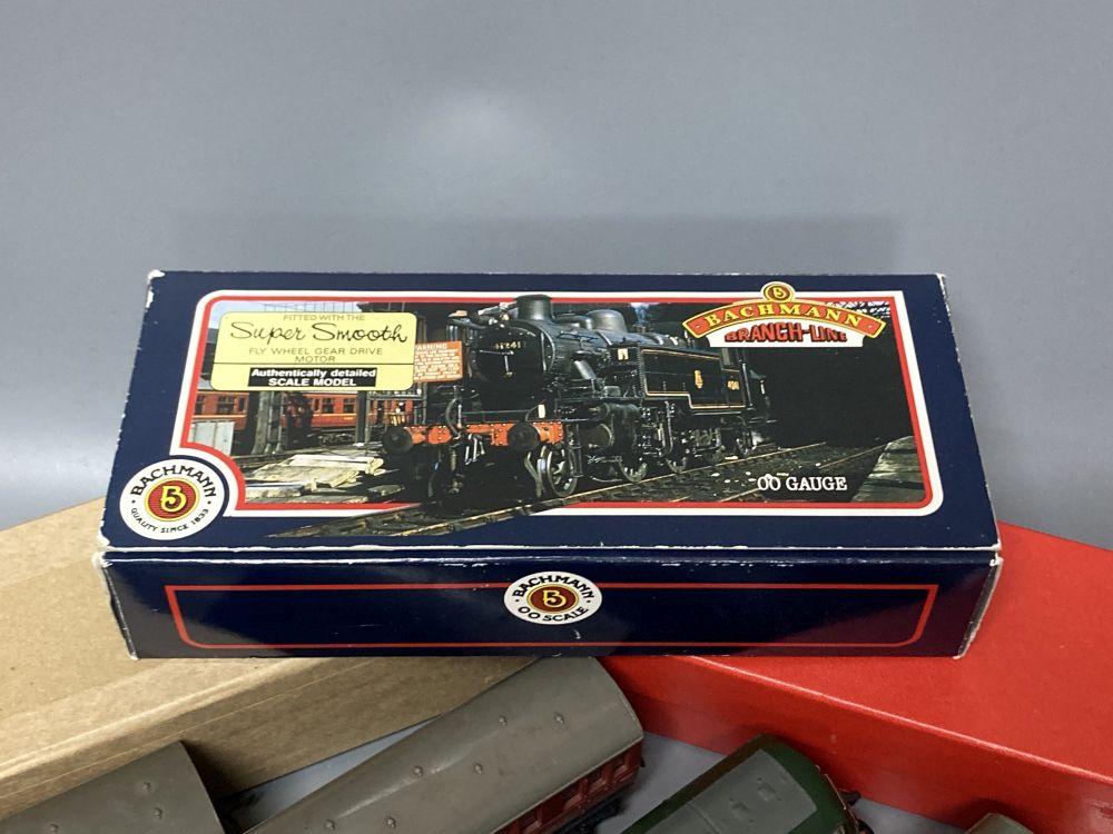 A collection of 00 gauge locomotives, wagons and coaches to include Hornby and Triang